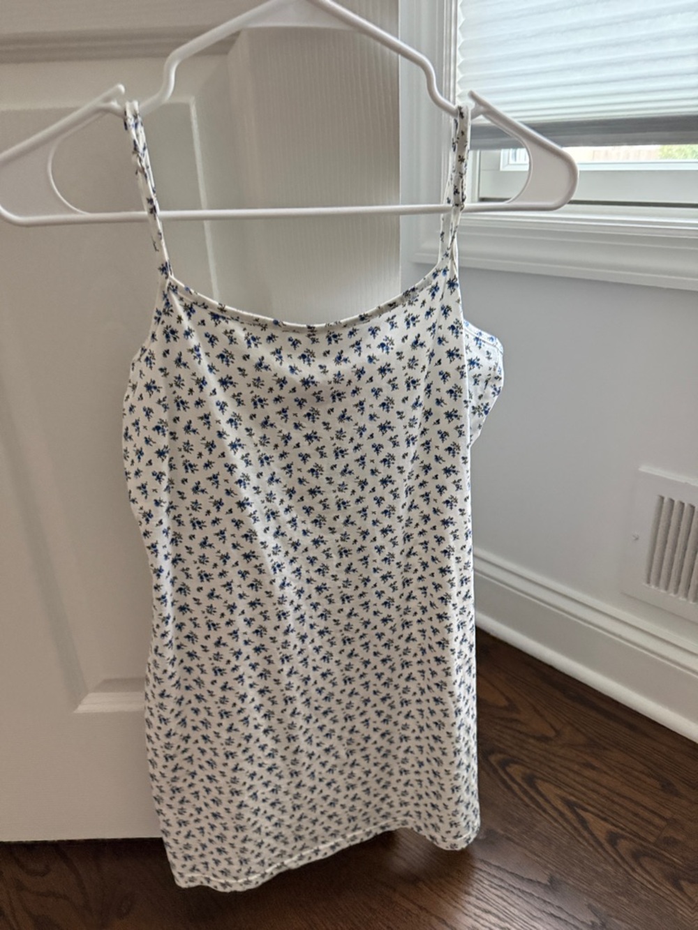 Edikted White Mini Dress with Blue Floral Print